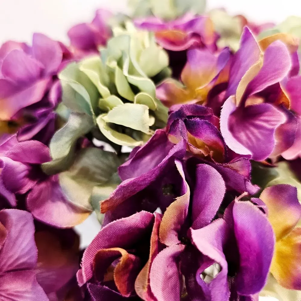 45 Pcs Purple Green Artificial Silk Hydrangea Flower Stem Floral Craft Decor Lot